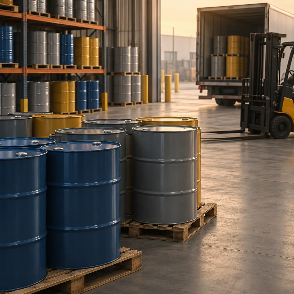 Decorative illustration of hazardous-materials placards on the side of a cargo truck