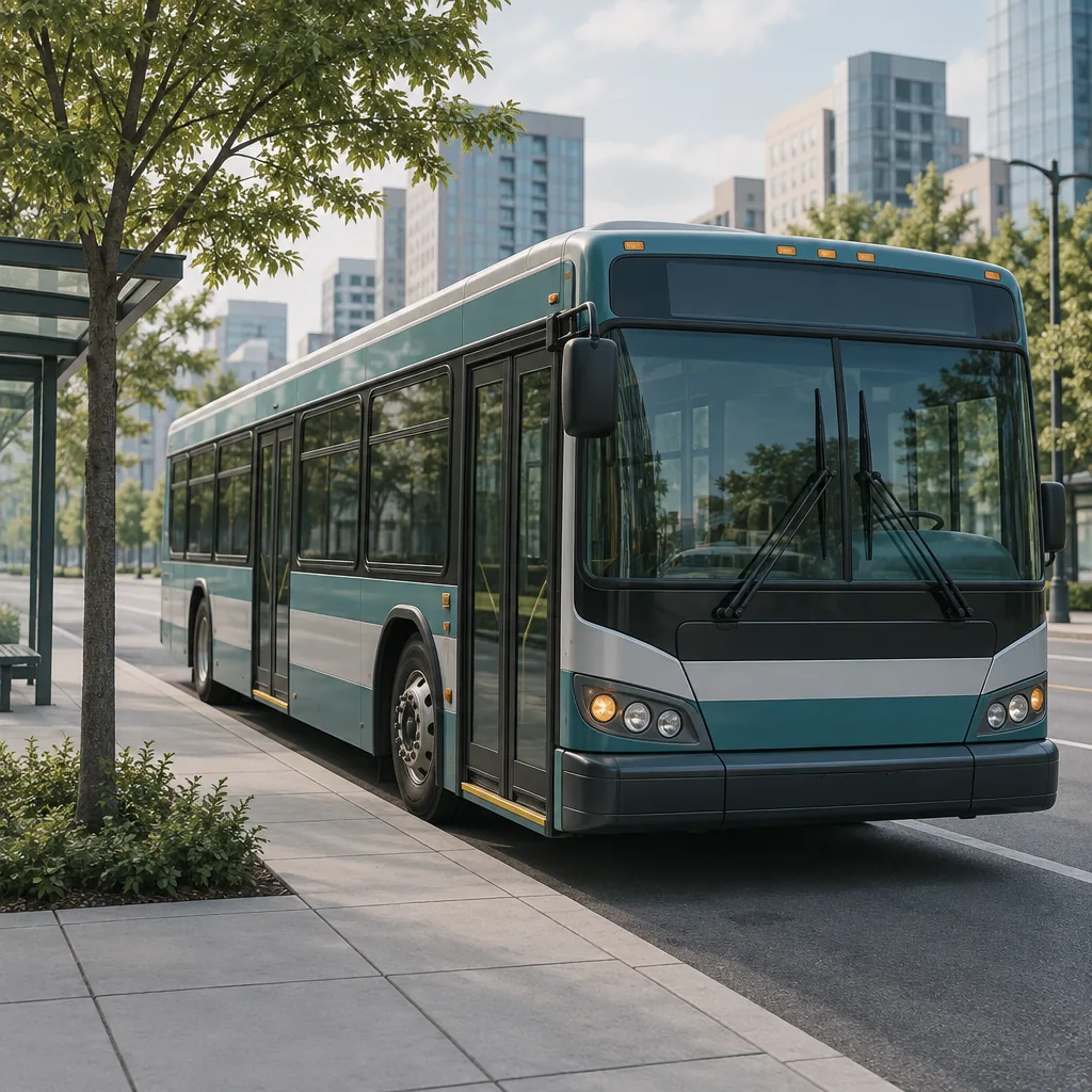 Decorative illustration of a passenger transit bus